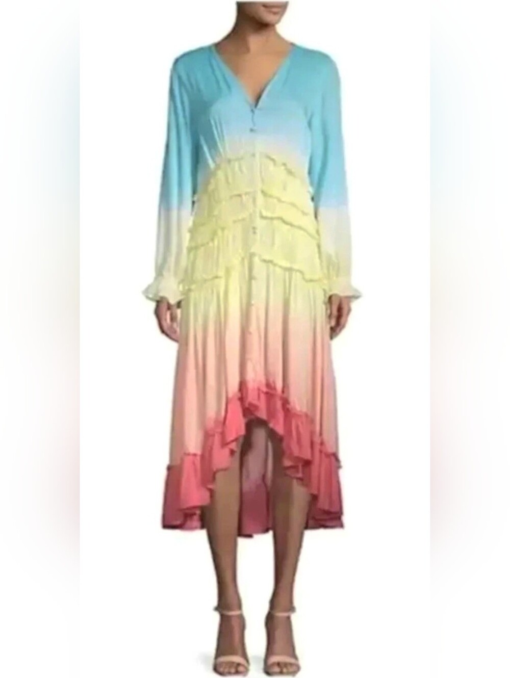 NWT FOR THE REPUBLIC SUNSET STRIPE OMBRE BOHO MAXI DRESS. - Picture 2 of 10